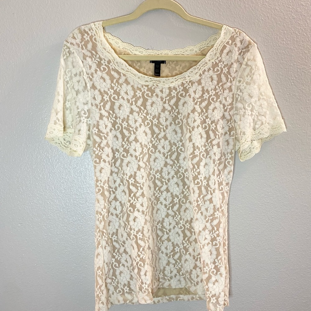 NWOT Soma ivory/nude lace top. Very pretty! Size XL